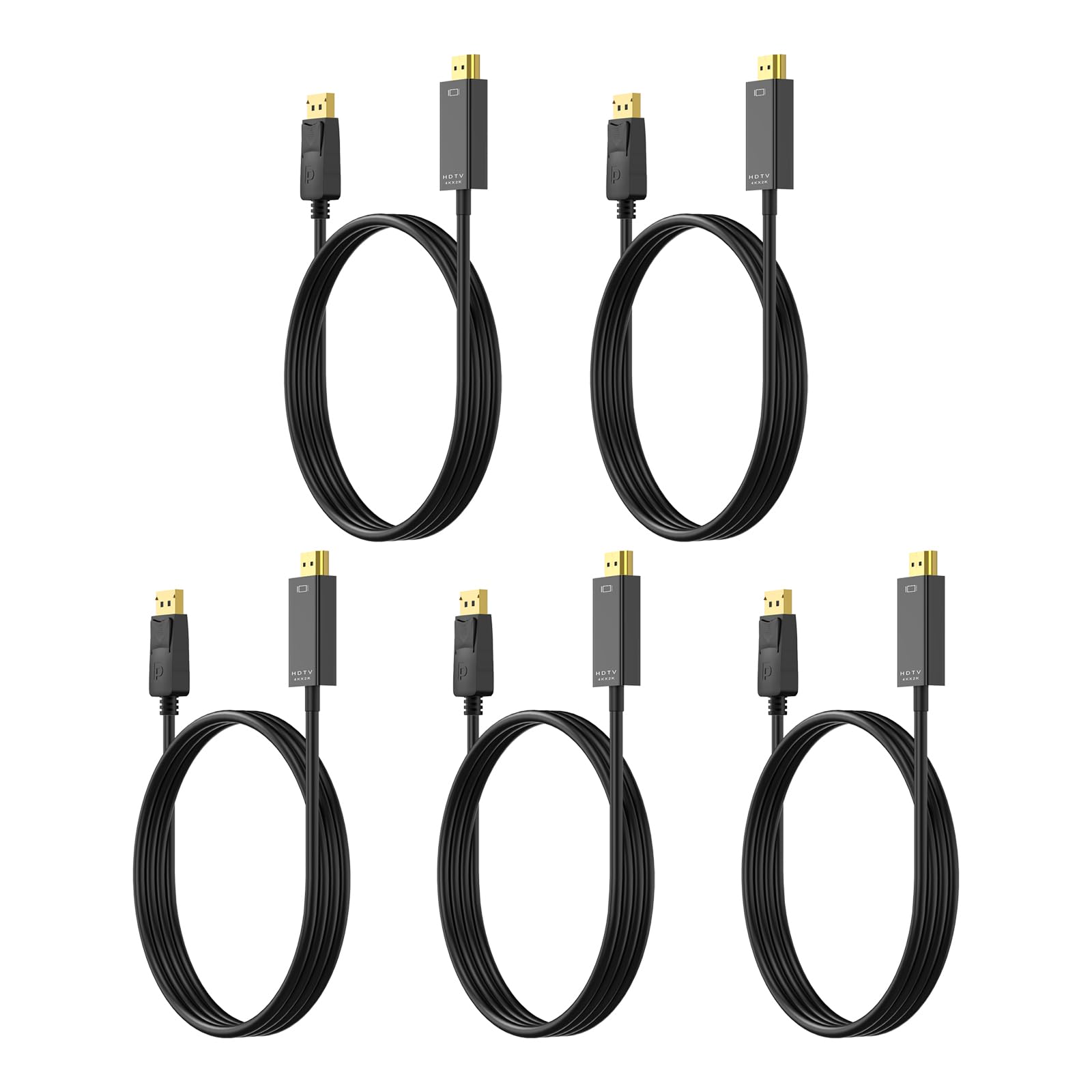 Amazon | 4K DisplayPort - HDMI 3フィート 金メッキケーブル 5本